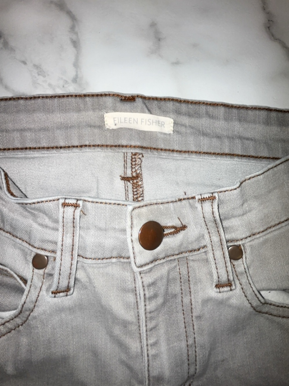 Eileen Fisher Light Gray High-Rise Jeans
